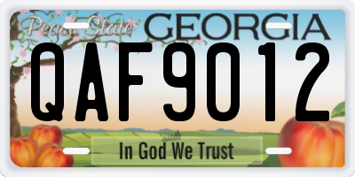 GA license plate QAF9012