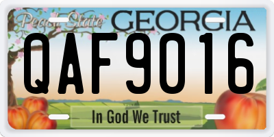 GA license plate QAF9016
