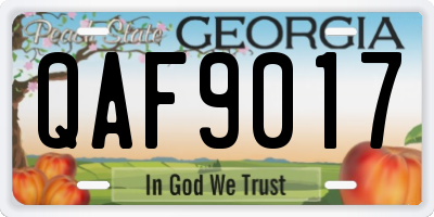 GA license plate QAF9017