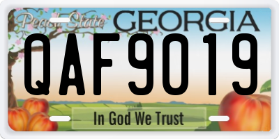 GA license plate QAF9019