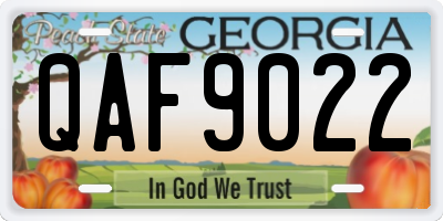 GA license plate QAF9022