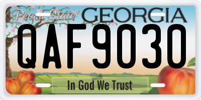 GA license plate QAF9030