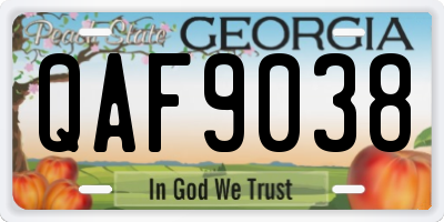 GA license plate QAF9038
