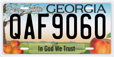 GA license plate QAF9060
