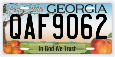 GA license plate QAF9062