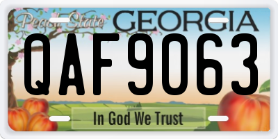 GA license plate QAF9063