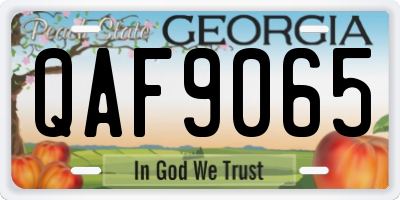 GA license plate QAF9065