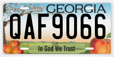 GA license plate QAF9066