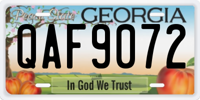 GA license plate QAF9072