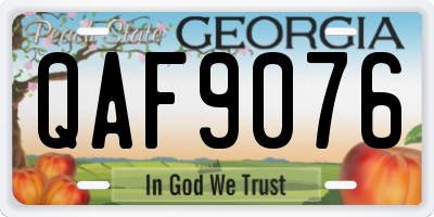 GA license plate QAF9076
