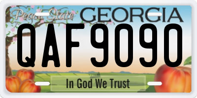 GA license plate QAF9090