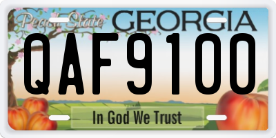 GA license plate QAF9100