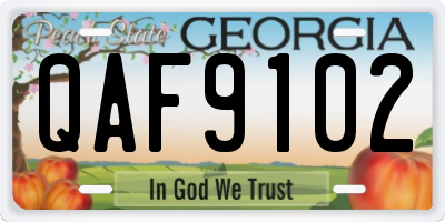 GA license plate QAF9102