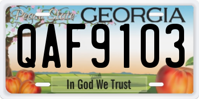 GA license plate QAF9103
