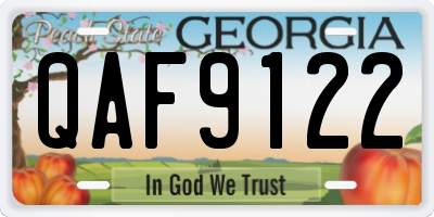 GA license plate QAF9122