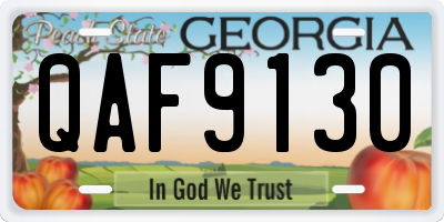 GA license plate QAF9130
