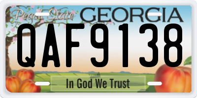 GA license plate QAF9138