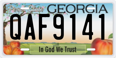 GA license plate QAF9141