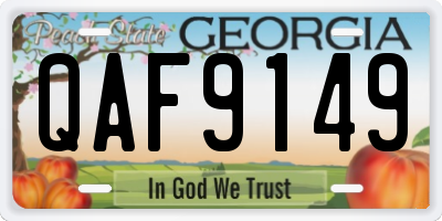 GA license plate QAF9149