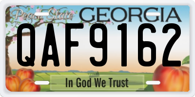 GA license plate QAF9162