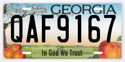 GA license plate QAF9167