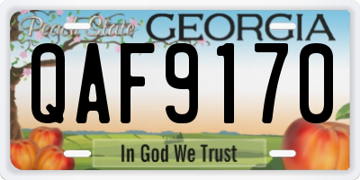 GA license plate QAF9170