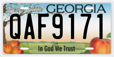 GA license plate QAF9171