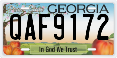 GA license plate QAF9172
