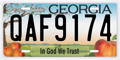 GA license plate QAF9174