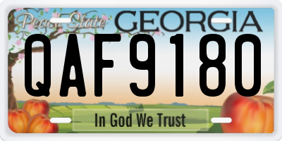 GA license plate QAF9180