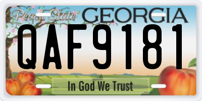 GA license plate QAF9181