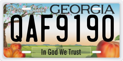 GA license plate QAF9190