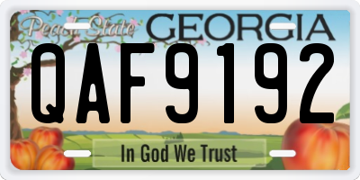 GA license plate QAF9192