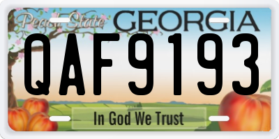 GA license plate QAF9193