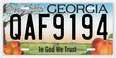 GA license plate QAF9194