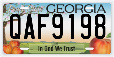 GA license plate QAF9198