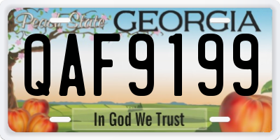 GA license plate QAF9199