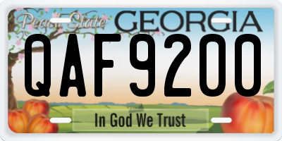 GA license plate QAF9200