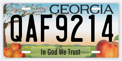 GA license plate QAF9214