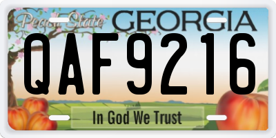 GA license plate QAF9216
