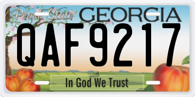 GA license plate QAF9217