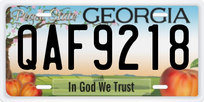 GA license plate QAF9218