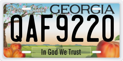 GA license plate QAF9220