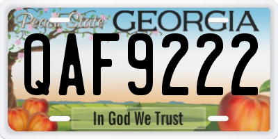 GA license plate QAF9222