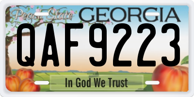 GA license plate QAF9223