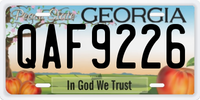 GA license plate QAF9226