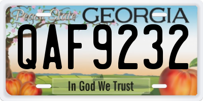 GA license plate QAF9232