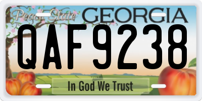 GA license plate QAF9238
