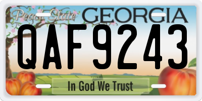 GA license plate QAF9243
