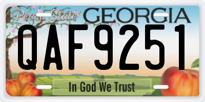 GA license plate QAF9251